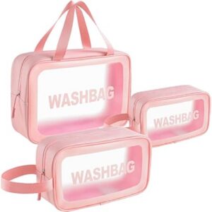 weallbuy clear toiletry bag 3 pcs makeup cosmetic bag transparent travel wash bag for women and girl 148.8